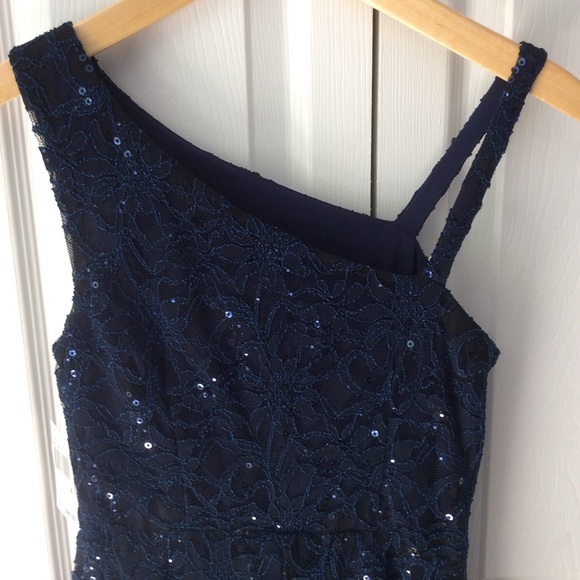 Blue lace with sequins AllOver Party dress 4 - Picture 2 of 6